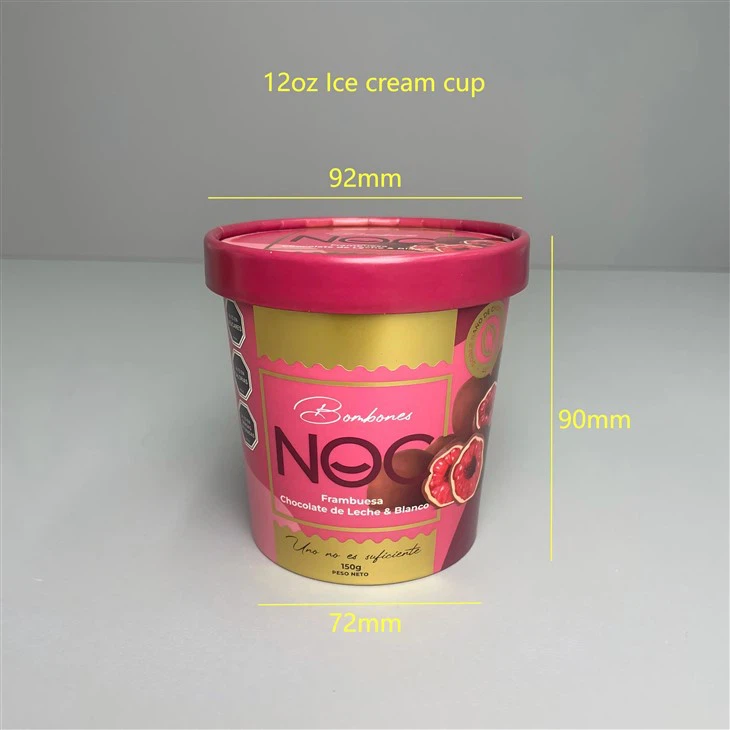 12oz Ice cream paper cups with paper lid