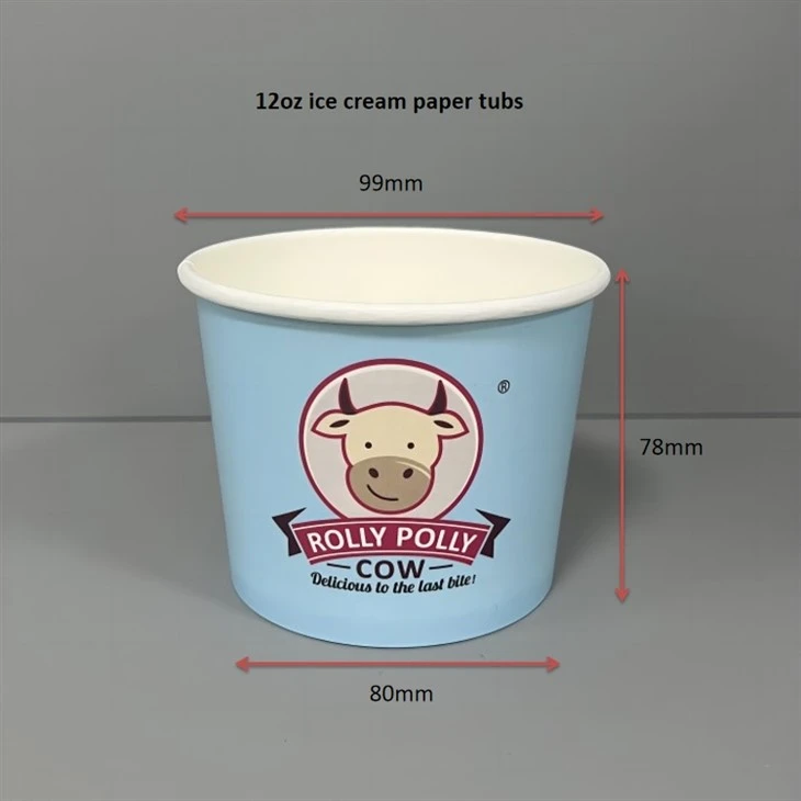 12oz Ice cream paper cups with custom printing