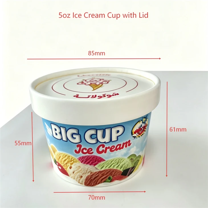 5oz Personalized Food Grade Ice Cream Cups With Paper Lid