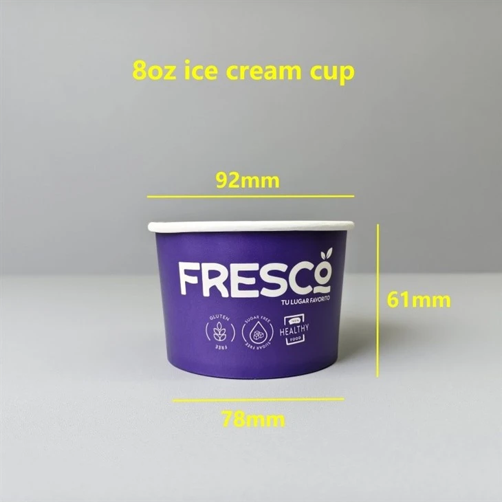 8oz Custom Printed Paper Ice Cream Cups With Plastic Dome Lids For Frozen Yogurt Gelato & Sundaes factory
