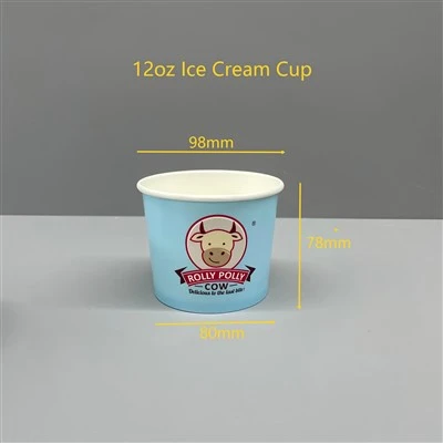 12oz Ice Cream Paper Tub With Plastic Lid For Ice Cream Parlors