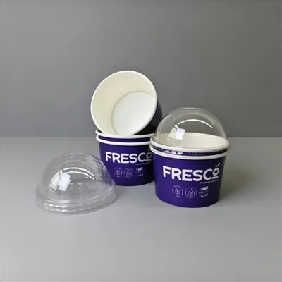 8oz Custom Printed Paper Ice Cream Cups With Plastic Dome Lids For Frozen Yogurt Gelato & Sundaes